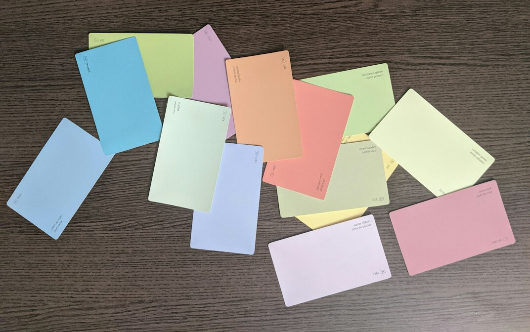 Notes and index cards laid out on a table